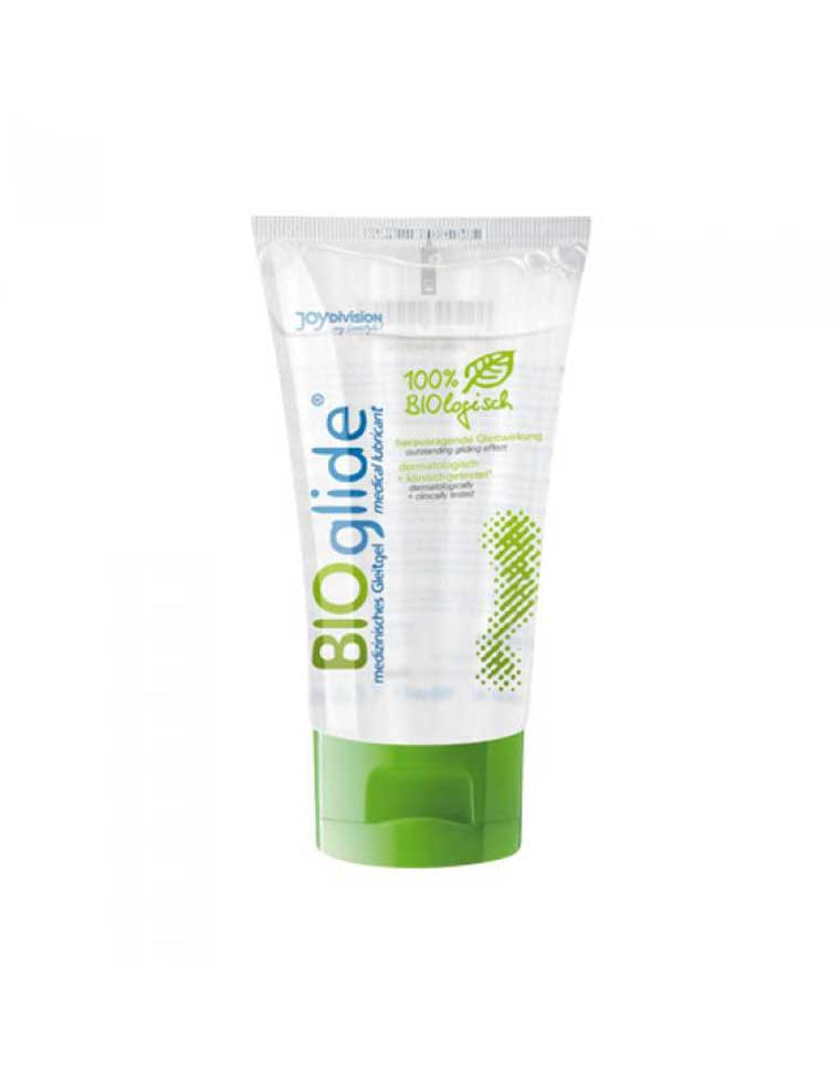 A tube of Pelvi BIOglide Lubricant with a white body and green cap, labeled as a natural, water-soluble lubricant.