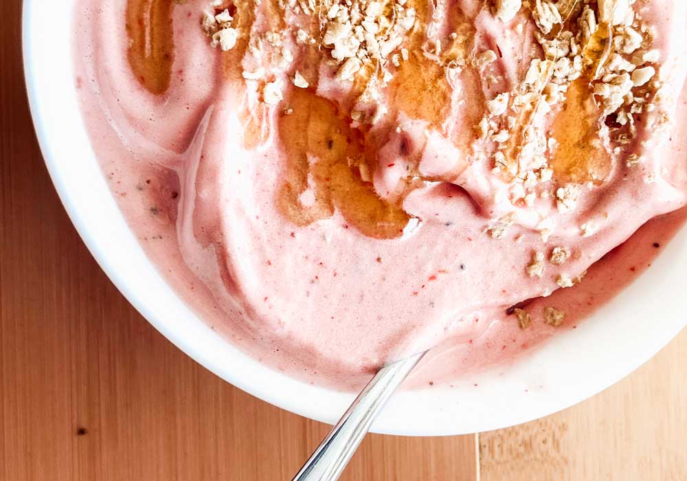 Bowl of dairy free Yogurt with collagen powder