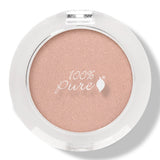 100% Pure Fruit Pigmented Eye Shadow in Flax Seed, showing the pressed powder in its compact on white, with the shade name Flax Seed printed below.