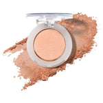 100% Pure Fruit Pigmented Eye Shadow in Vanilla Sugar, showing an open compact beside a sweep of matching loose powder on white, with the shade name Vanilla Sugar printed below.