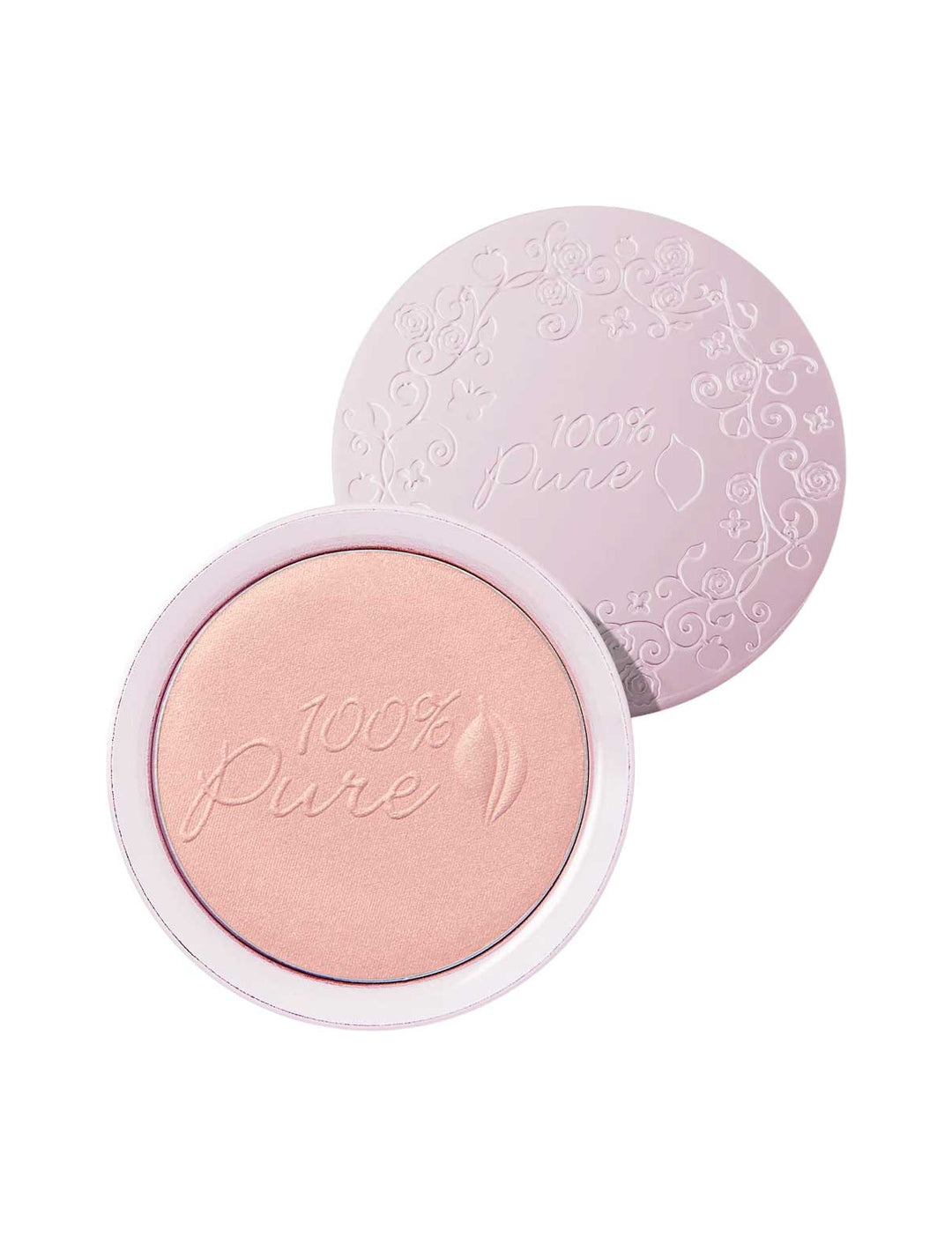 100% Pure Fruit Pigmented Gemmed Luminiser compact shown open on a white background.