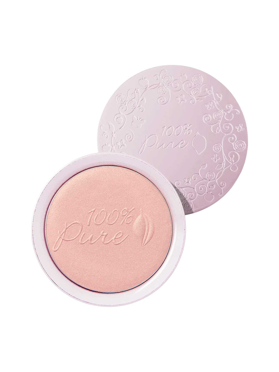 100% Pure Fruit Pigmented Gemmed Luminiser compact shown open on a white background.
