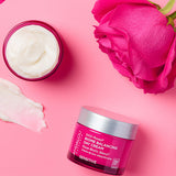 Andalou 1000 Roses Biome Balancing Day Cream styled with rose petals