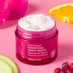 Andalou 1000 Roses Fortifying Night Cream styled with fresh fruit