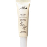 A beige tube labeled "100% Pure Green Tea EGCG Concentrate Serum 30ml" from 100% Pure, decorated with green tea leaf graphics, promotes its antioxidant-rich formula with Niacinamide and Provitamin B5.