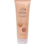 A 236ml tube of 100% Pure Blood Orange Nourishing Body Cream, featuring whole and halved blood orange illustrations on peach packaging—a rich formula for soft, hydrated skin.