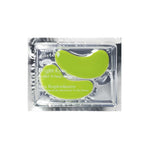 A silver packet from 100% Pure holds two bright green crescent-shaped hydrogel eye masks, called 100% Pure Bright Eyes Masks, made to de-puff and brighten dark undereye circles.