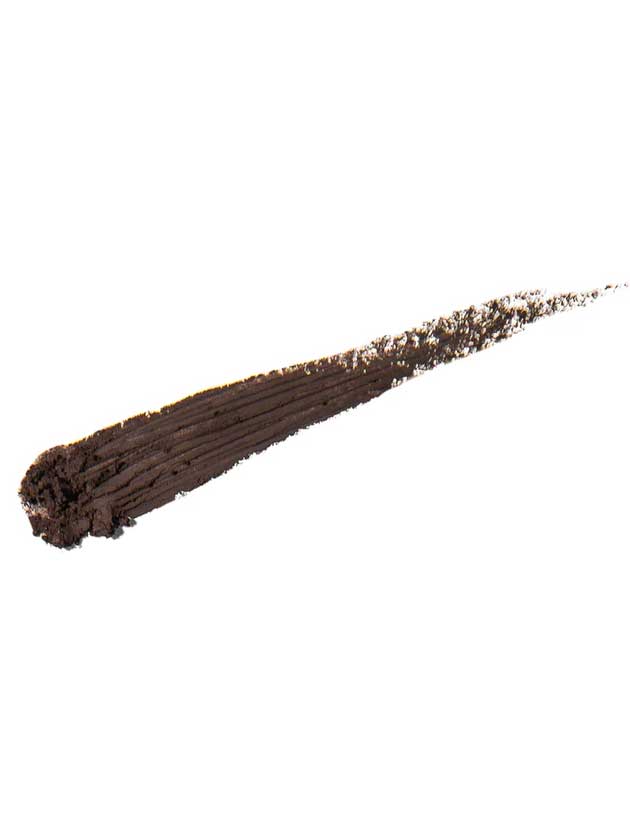 A dark brown streak of 100% Pure Creamy Long Last Eye Liner 1.14g, set against a white background.