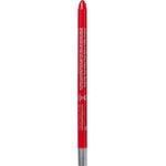 The 100% Pure Creamy Long Last Lip Liner (1.14g) by 100% Pure, featuring a red shade and silver tip, stands upright against a plain white background with white vertical text along its body.