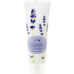The 100% Pure French Lavender Nourishing Body Cream 236ml comes in a white tube with lavender flower illustrations and a light purple label, delivering deeply nourishing hydration for luxuriously soft skin.