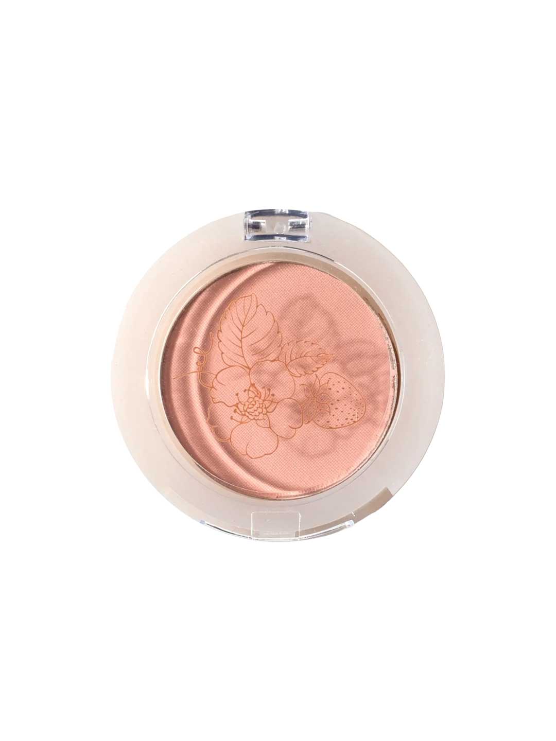 A compact blush with a clear lid in light peach and floral emboss pairs perfectly with 100% Pure Fruit Pigmented® Eye Shadow 2g by 100% Pure for a fresh, natural look.