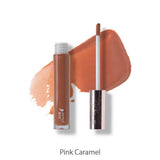 The 100% Pure Fruit Pigmented® Lip Gloss 4.17ml by 100% Pure, labeled Pink Caramel, features a vegan formula made from natural ingredients with its applicator resting on a warm caramel-pink swatch against a white background.