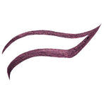Two bold, metallic plum lines—one thinner and shorter above the other—resembling vegan eyeliner strokes, are drawn on white, showcasing 100% Pure Long Last Liquid Eye Liner 7ml.