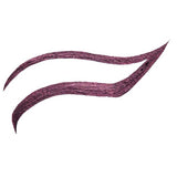 Two bold, metallic plum lines—one thinner and shorter above the other—resembling vegan eyeliner strokes, are drawn on white, showcasing 100% Pure Long Last Liquid Eye Liner 7ml.