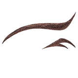 Two brown, textured brushstrokes on white—one larger and curved above a smaller—mimic abstract brows, artistically evoking the fluid precision of 100% Pure Long Last Liquid Eye Liner 7ml.