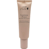 A beige tube labeled 100% Pure Luminous Primer 30ml stands upright on a white background, featuring English and French text and promising a dewy finish.