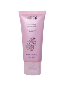 The 100% Pure Strawberry Brightening Scrub (59ml) features strawberries and natural fruit acids. This pink tube with pineapple and cranberry is a facial exfoliator designed to brighten your skin.