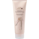 A beige tube labeled 100% Pure Vanilla Bean Nourishing Body Cream 236ml from 100% Pure, featuring a simple flower illustration. This hydrating lotion with cocoa butter moisturizes and nourishes the skin. Contains 8 fl oz (236ml).