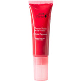 An 8ml tube of 100% Pure Cherry Lip & Cheek Stain by 100% Pure, with fruit pigments, bright red packaging, and a clear cap, stands upright on a white background for a vegan, natural-looking flush.