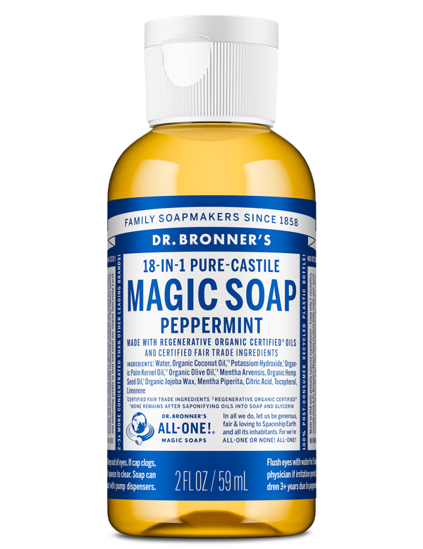 Dr Bronner's Peppermint Pure-Castile Liquid Soap 59ml