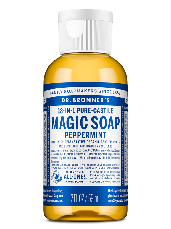 Dr Bronner's Peppermint Pure-Castile Liquid Soap 59ml