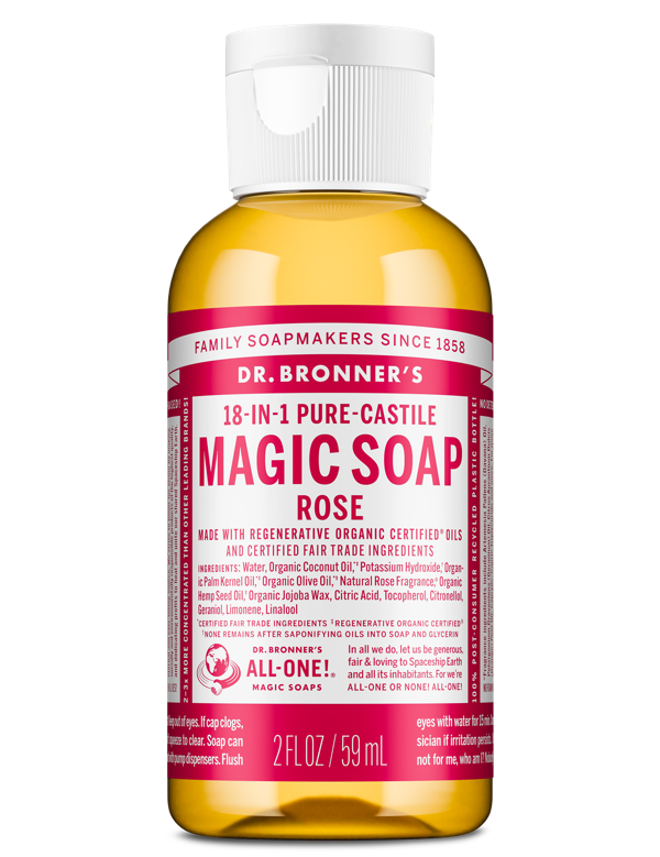 Dr Bronner's Rose Pure-Castile Liquid Soap 59ml