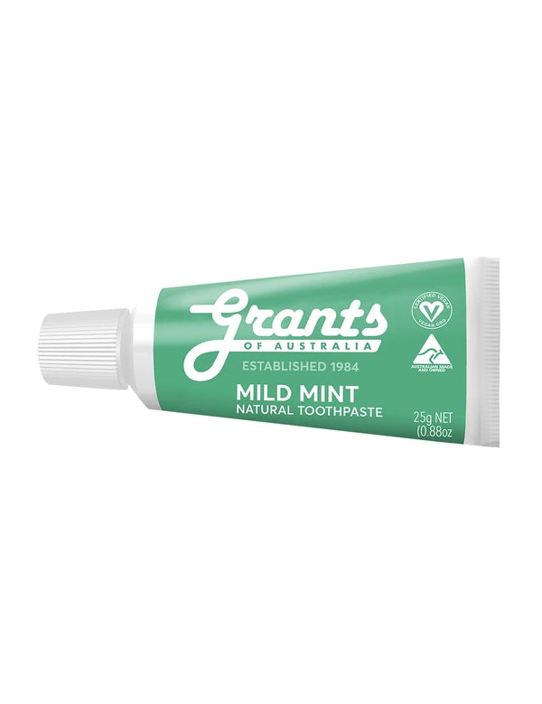 Grants Mild Mint Natural Toothpaste 25g travel-size tube