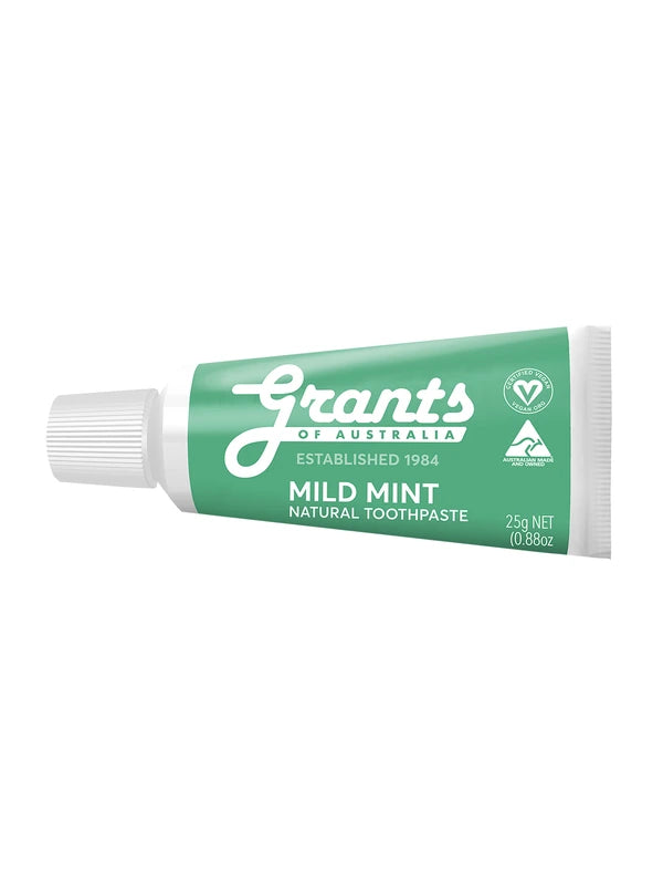 Grants Mild Mint Natural Toothpaste 25g travel-size tube