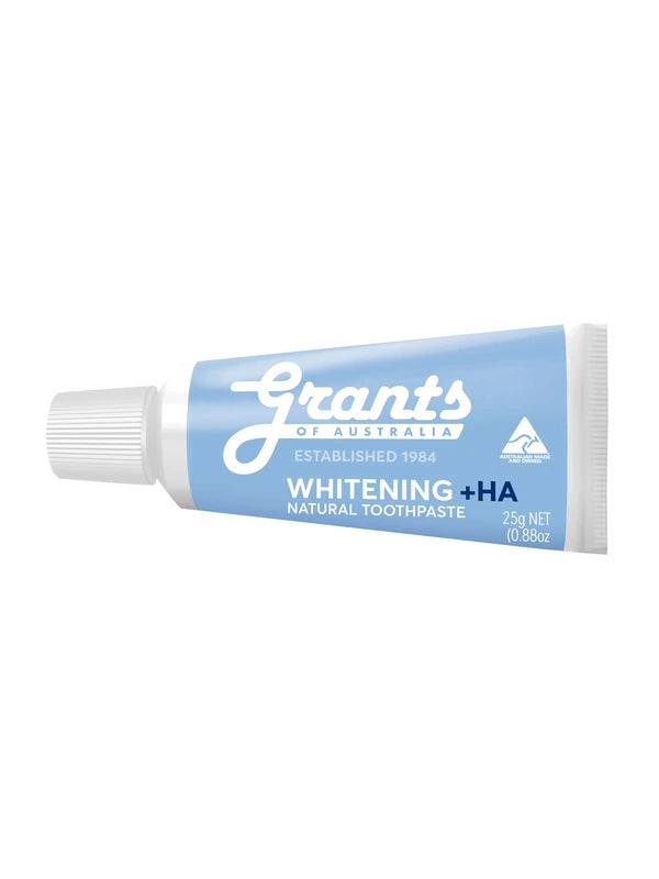 Grants Whitening plus HA Natural Toothpaste 25g travel-size tube