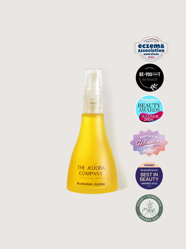 The Jojoba Company Australian Jojoba 85ml yellow bottle with spray nozzle