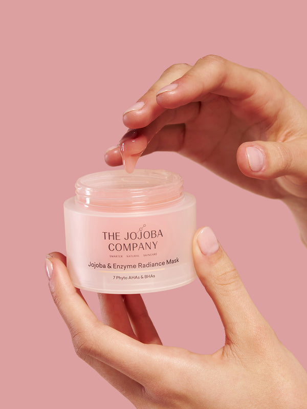 The Jojoba Company Jojoba and Enzyme Radiance Mask jar with texture