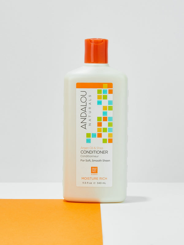 Andalou Naturals Argan Oil & Shea Moisture Rich Conditioner styled product shot