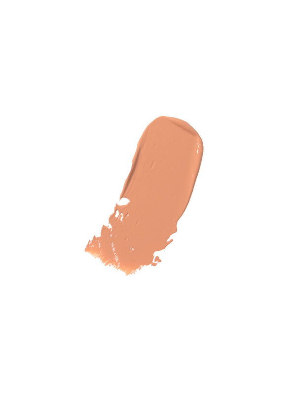 A peach-beige stroke of 100% Pure BB Cream has a smooth rounded top and an uneven, lightly feathered lower edge against white.