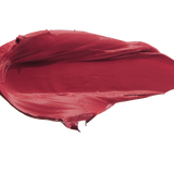 A thick smear of deep berry red Winecup matte lipstick on white, with a smooth centre and raised, creamy ridges around the edges.