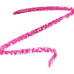 A deep berry-pink lip-liner swatch forms a wide angular zigzag on white. The colour has parallel ridges and a rough, grainy edge.