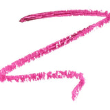 A deep berry-pink lip-liner swatch forms a wide angular zigzag on white. The colour has parallel ridges and a rough, grainy edge.