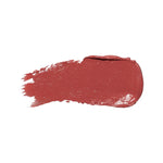 A horizontal swatch of Foxglove lipstick in muted rose brown, with a softly glossy surface, a rounded end and fine brush marks at the opposite edge.