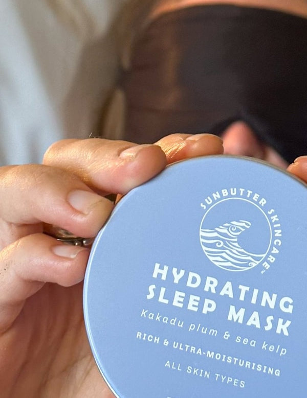 SunButter Hydrating Sleep Mask held in hand