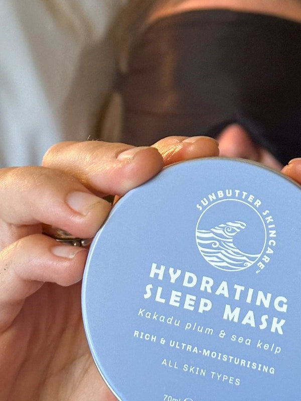 SunButter Hydrating Sleep Mask held in hand