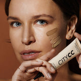 Model wearing Madara Hyaluronic Anti-Pollution CC Cream SPF15