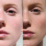 Before and after showing the natural glow from Ere Perez Guava Gradual Tan
