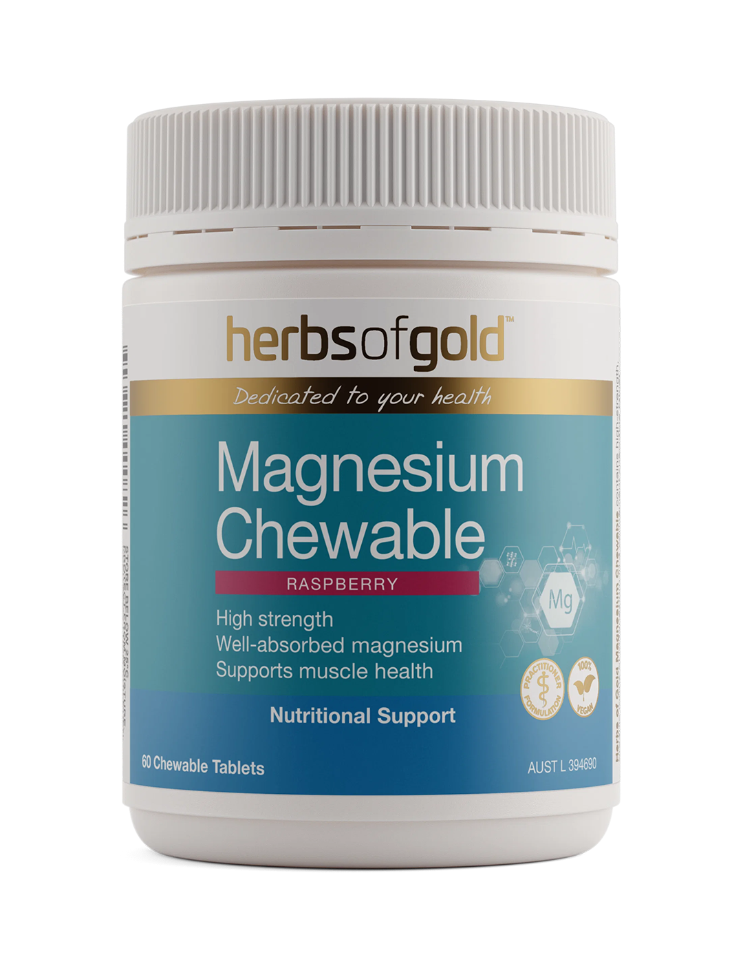 Herbs of Gold Magnesium Chewable raspberry flavour 60 tablets tub