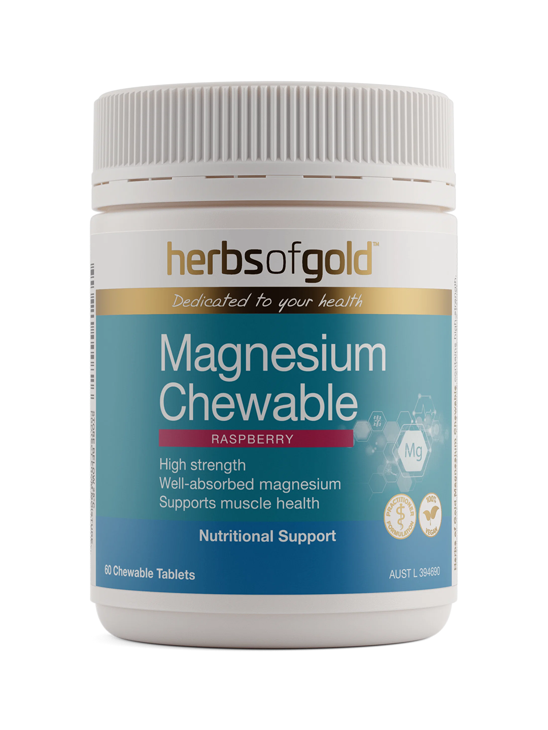 Herbs of Gold Magnesium Chewable raspberry flavour 60 tablets tub