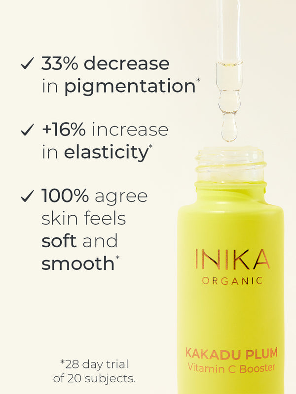 Clinical results infographic for INIKA Organic Kakadu Plum Vitamin C Booster