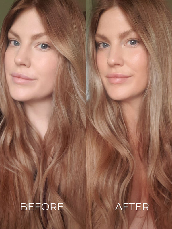 Before and after results from INIKA Organic Natural Tanning Mist