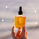Mud Organics Sea Buckthorn Serum with antioxidant, omega and vitamin callouts