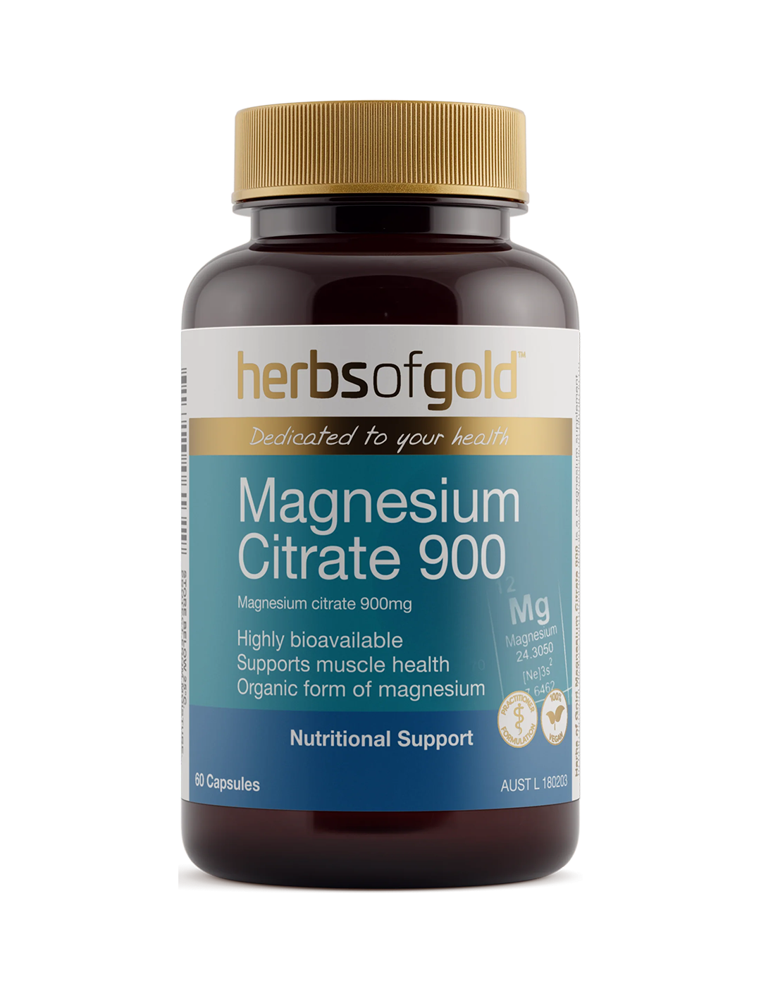 Herbs of Gold Magnesium Citrate 900 60 capsules bottle