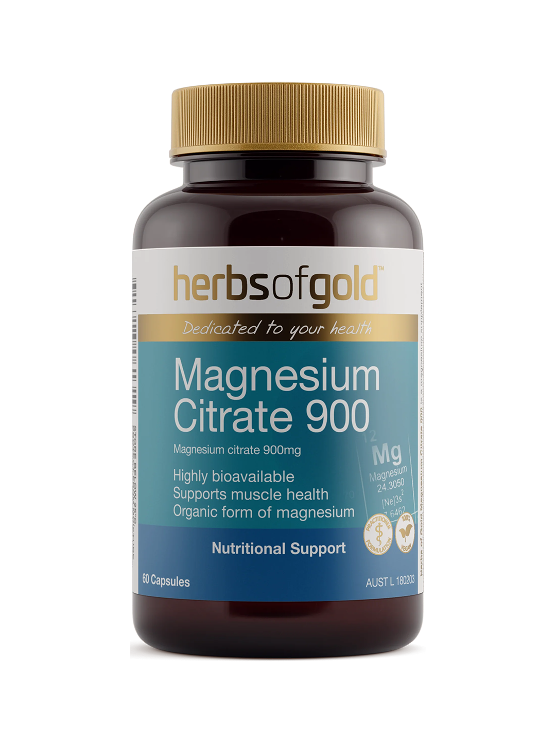Herbs of Gold Magnesium Citrate 900 60 capsules bottle