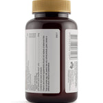Side of the Herbs of Gold Resveratrol AdvantAGE bottle showing warnings and allergen information