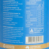 Back of the Eden Healthfoods Energy Shot Pre-Workout tin showing its fuel, strength and stamina complexes